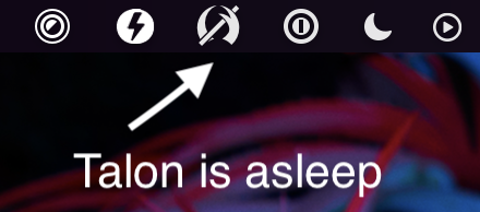 screenshot of the desktop on a mac showint the Talon icon in the top right menubar